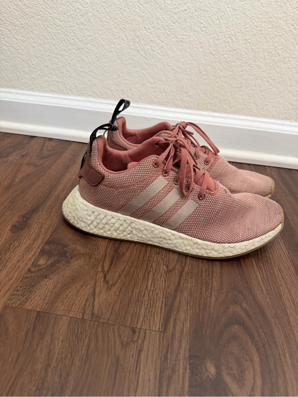 adidas Dusty Rose Running Sneakers with White Stripes